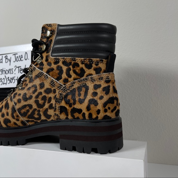 TIMBERLAND LONDON SQUARE WOMENS HIKER BOOTS SIZE 7 LEOPARD PRINT LEATHER BROWN N - Picture 10 of 10